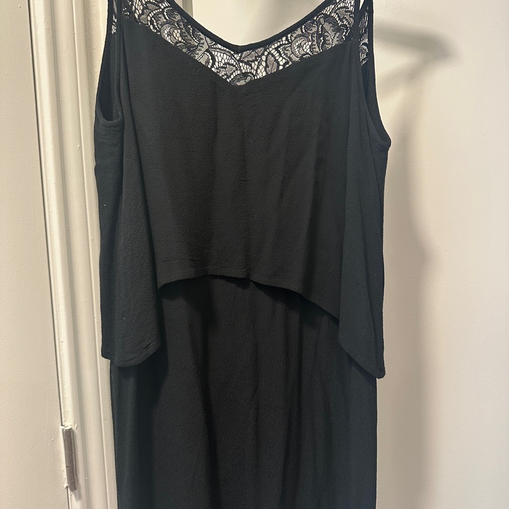 Sandro Elegant Black Lace Overlay Dress